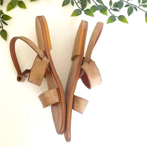 K.Jacques Barigoule leather sandal two wide bands natural honey tan 8.5 - Picture 5 of 11